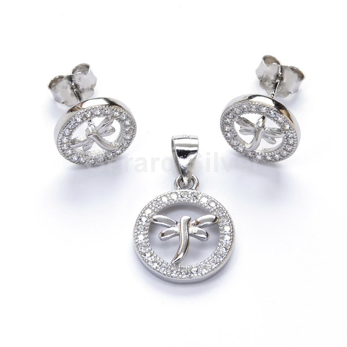 Conjunto Plata Circonita Libélula