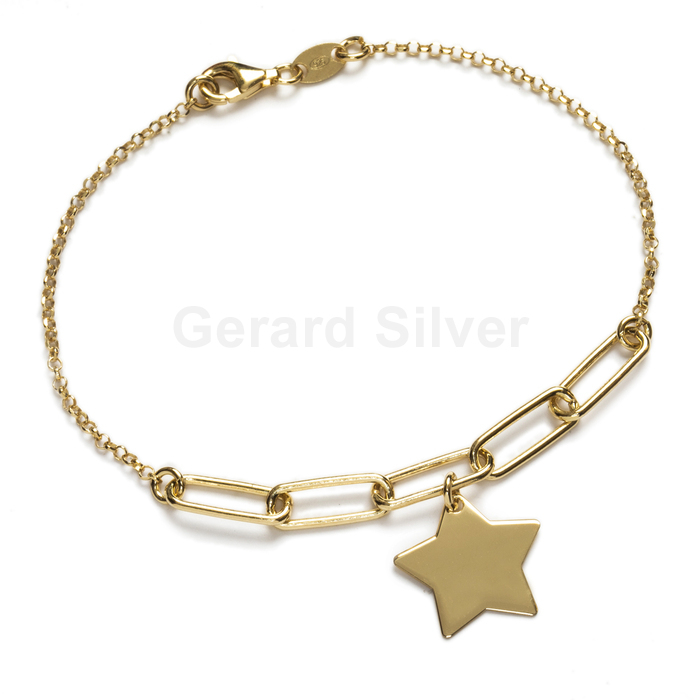 Pulsera Plata Eslabón Estrella 