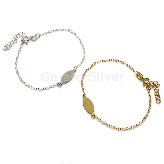 Pulsera Plata Placa Oval