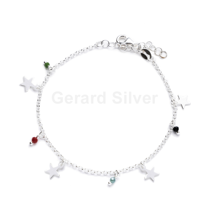 Pulsera Plata Estrellas y Cristal