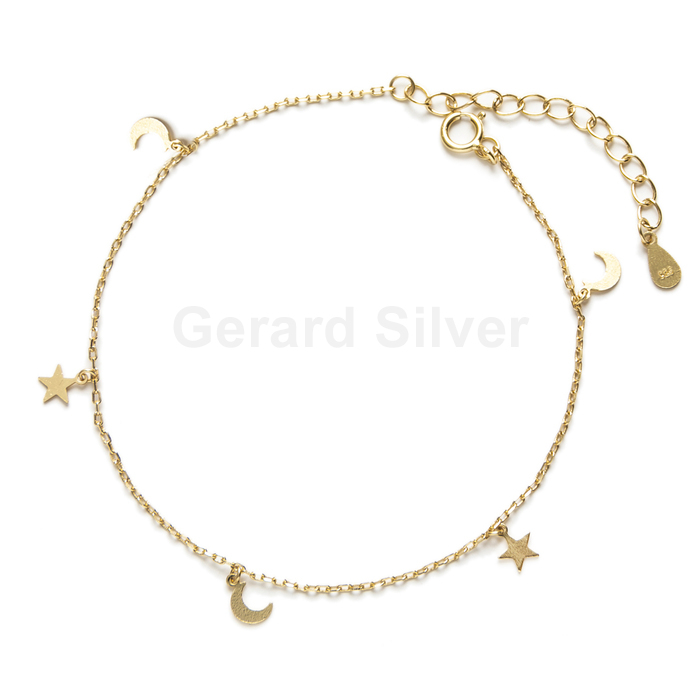 Pulsera Plata Estrellas y Lunas