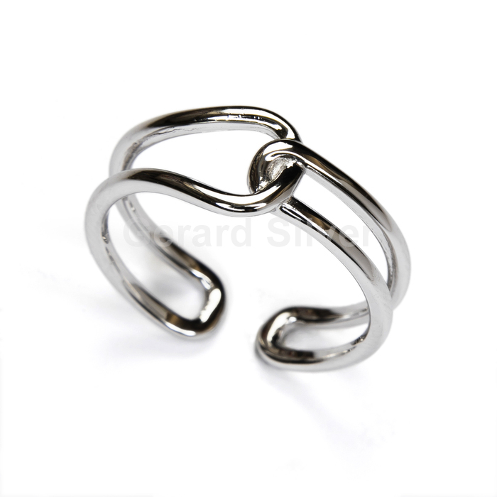 Anillo Plata Ajustable Enlazado