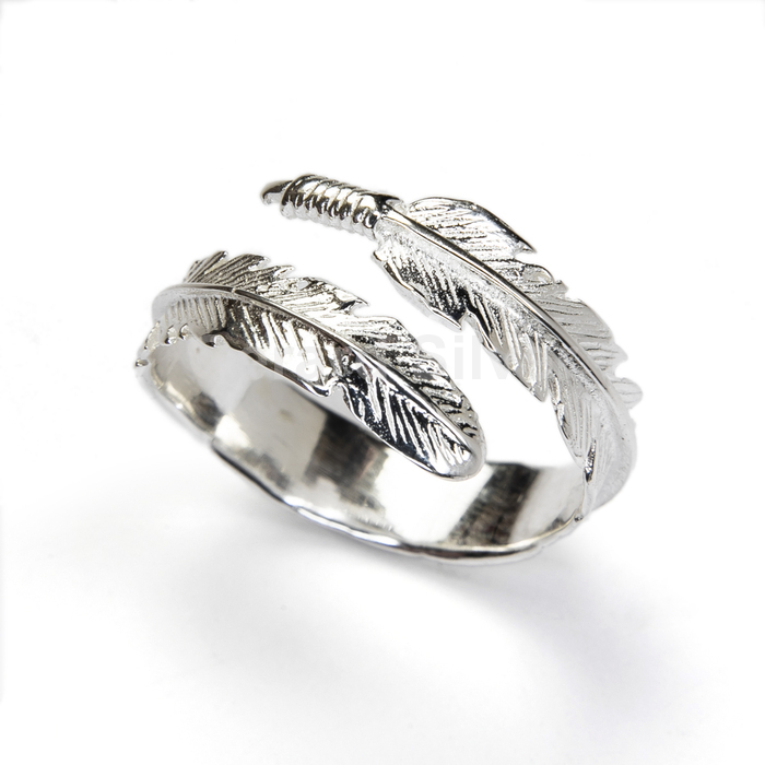 Anillo Plata Ajustable Pluma