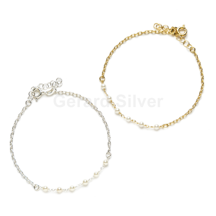 Pulsera Plata Perlas Sintéticas