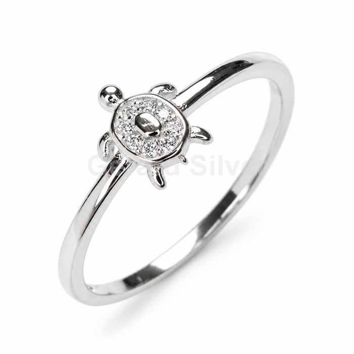 Anillo Plata Circonita Tortuga 