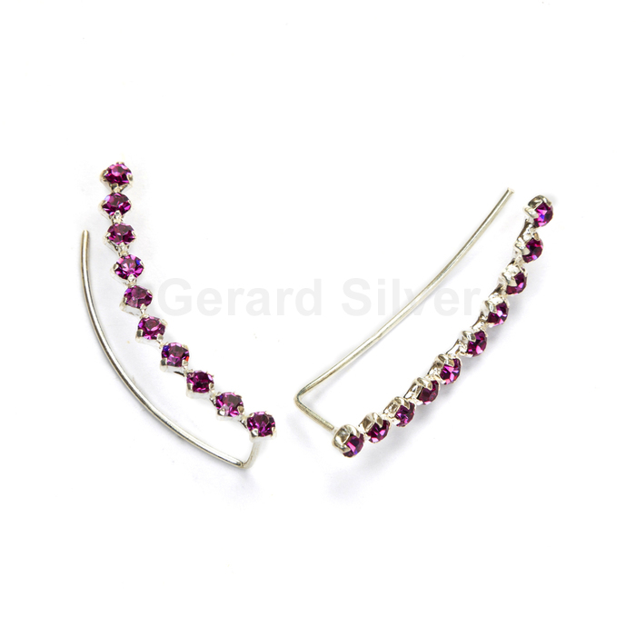 Pendiente Trepador y Circonita Fucsia 