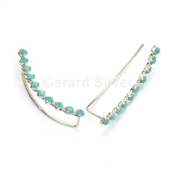 Pendiente Trepador y Circonita Turquesa