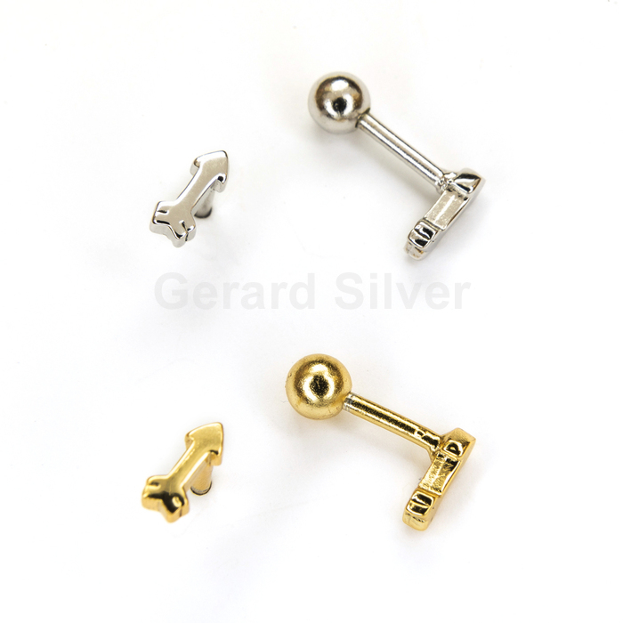 Pendiente de Plata con Cierre de rosca Redondo