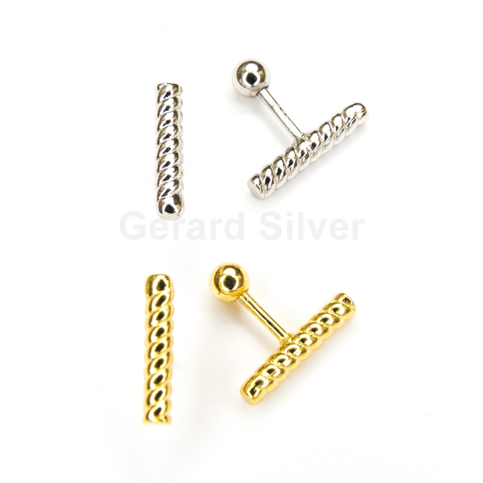 Pendiente de Plata con Cierre de rosca Redondo