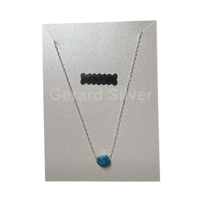 Collar de Plata con Mineral Jaspe Azul 
