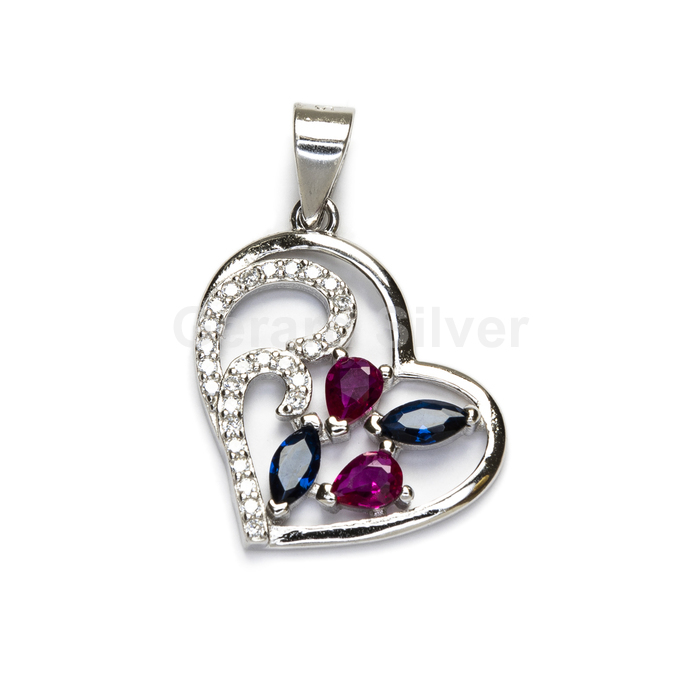 Colgante de Plata y Circonita Corazón 