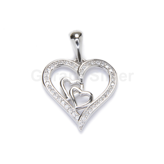 Colgante de Plata y Circonita Corazón 