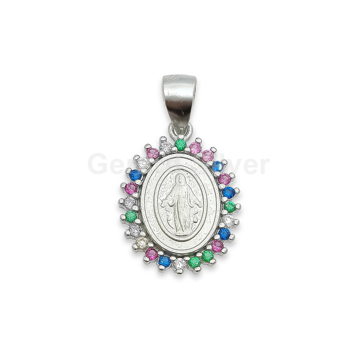 Colgante de Plata y Circonitas Virgen de la Milagrosa 