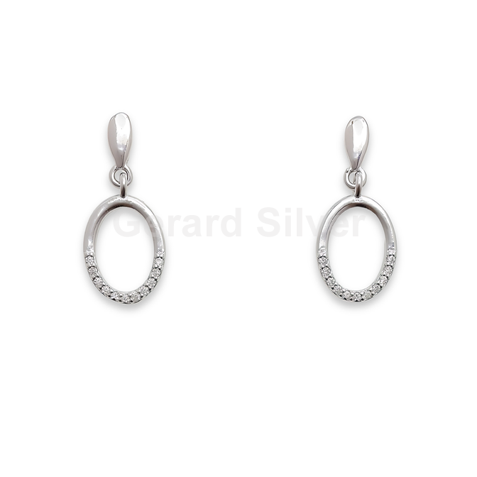 Pendientes de Plata y Circonitas Ovalado 