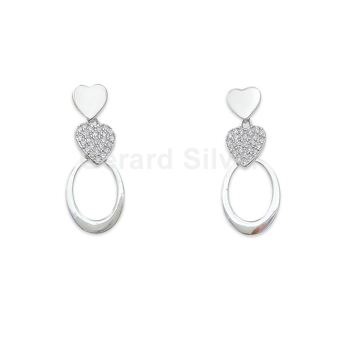 Pendiente de Plata y Circonitas Corazón 