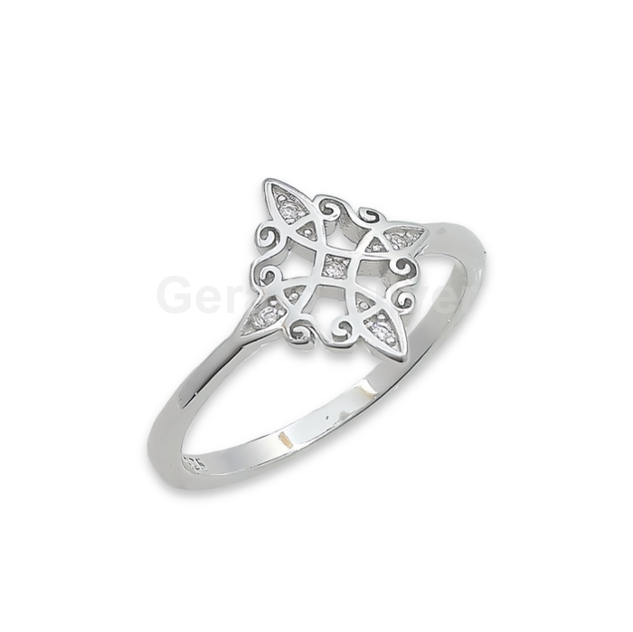 Anillo de Plata y Circonitas Nudo de Bruja 