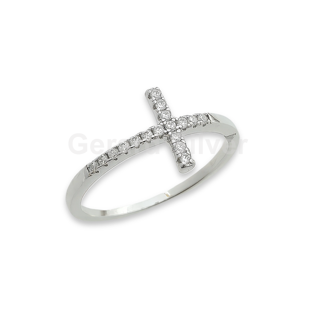 Anillo de Plata y Circonitas Cruz 