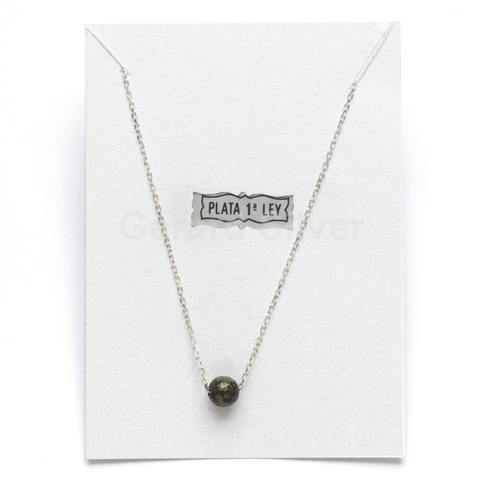 Collar de Plata y Mineral Pirita  6MM