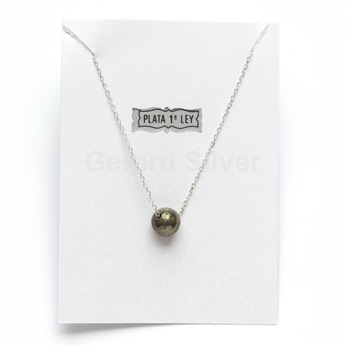 Collar de Plata y Mineral Pirita 8MM