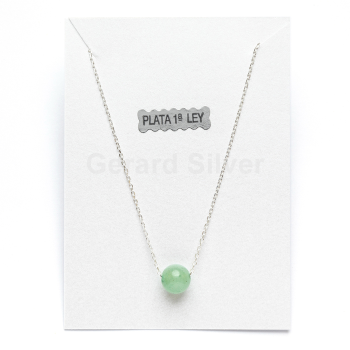 Collar en Plata y Mineral Aventurina 8MM