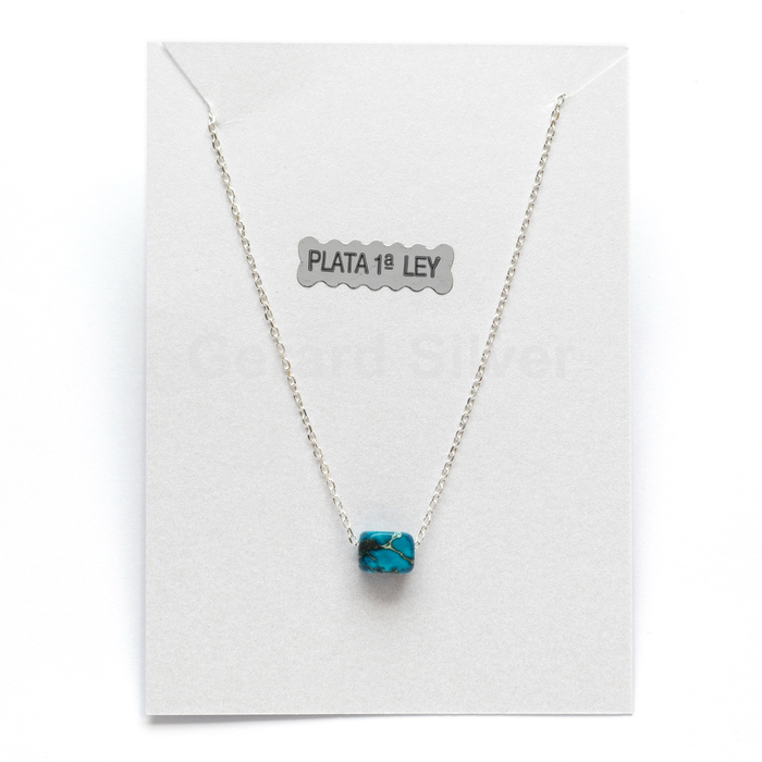 Collar de Plata y Mineral Jaspe Azul 