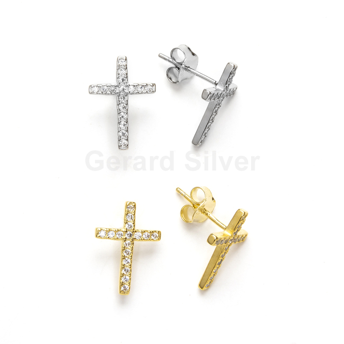 Pendiente de Plata y Circonitas Cruz 