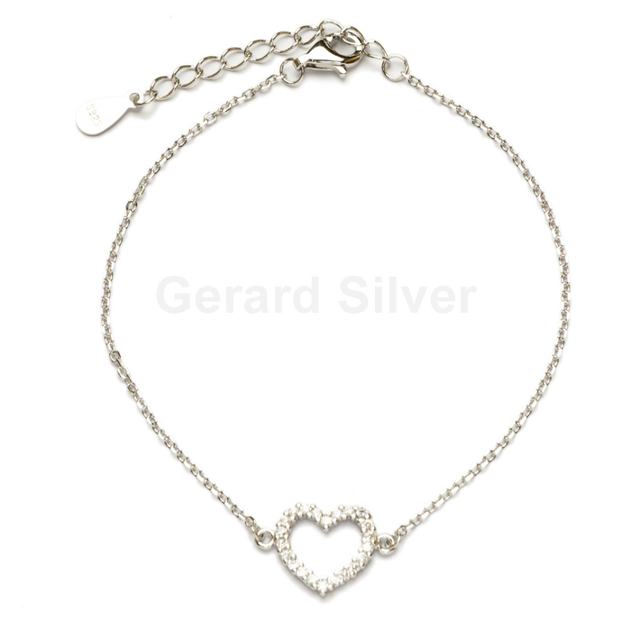 Pulsera de Plata y Circonita Corazón 