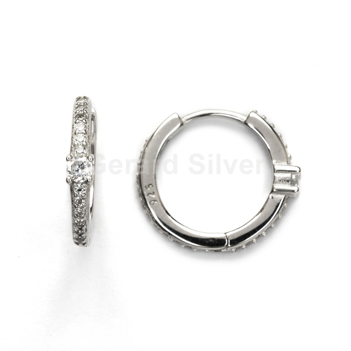 Aros en Plata y Circonita con Cierre de Clic 15 MM