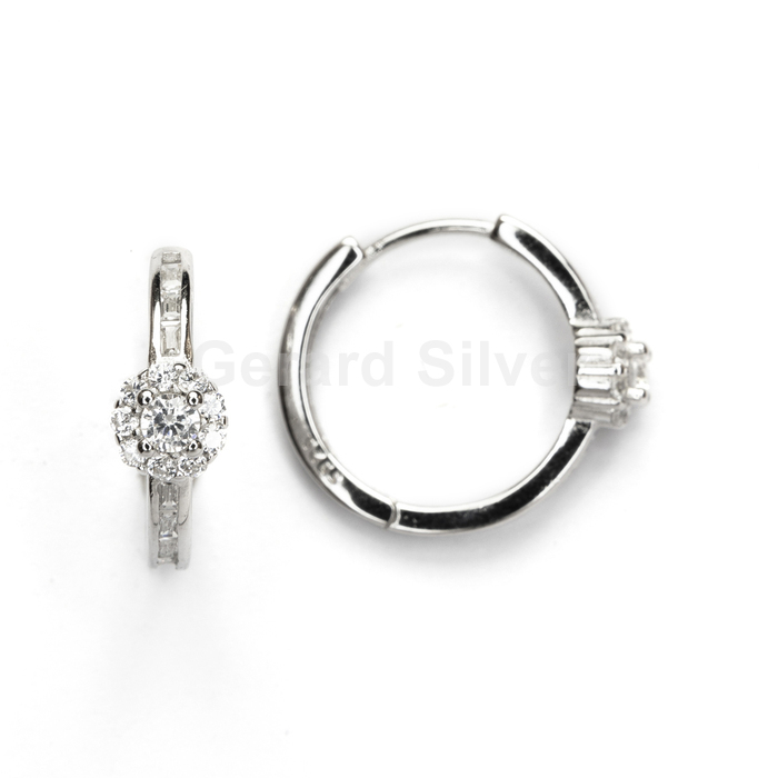 Aros en Plata y Circonita con Cierre de Clic 16MM