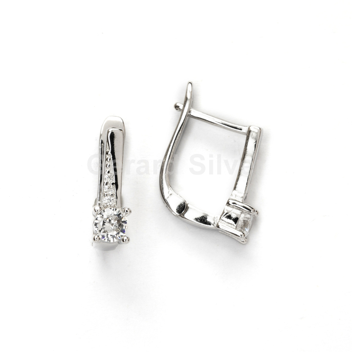 Pendiente de Plata y Circonita con Cierre Catalán 