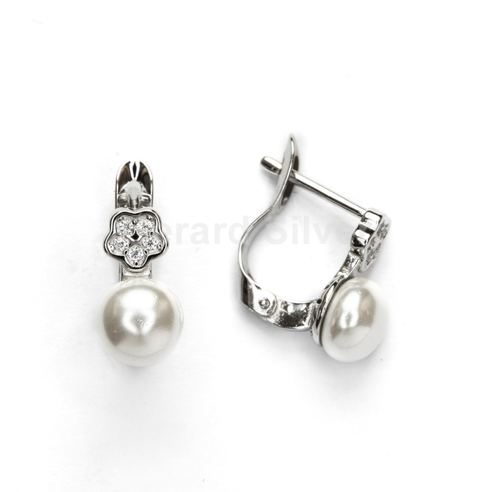 Pendiente TU Y YO en Plata y Circonita con Perla Sintética 