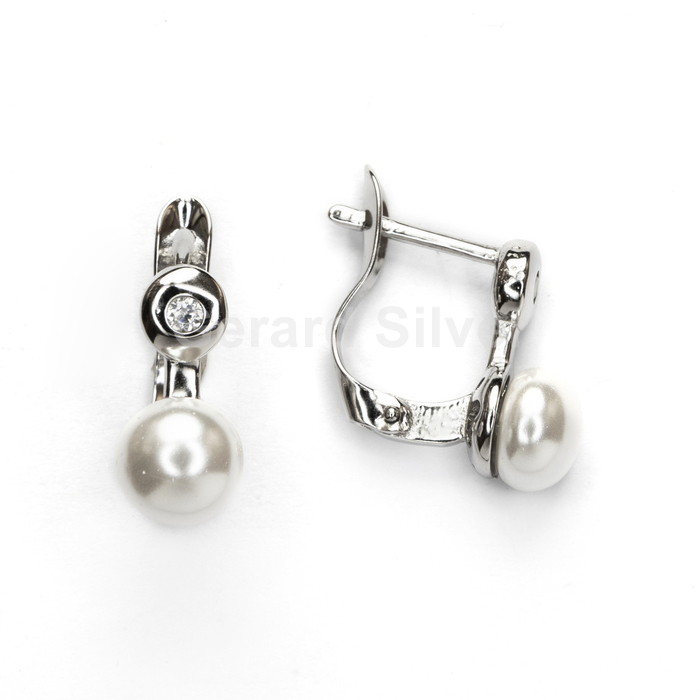 Pendiente TU Y YO en Plata y Circonita con Perla Sintética 