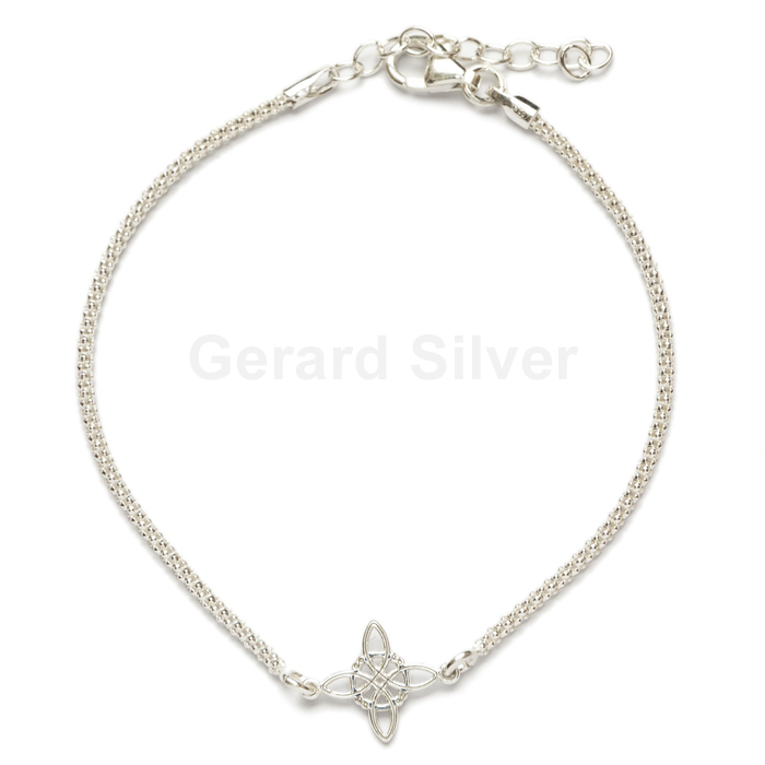 Pulsera en Plata y Nudo de bruja con Cadena Koreana 