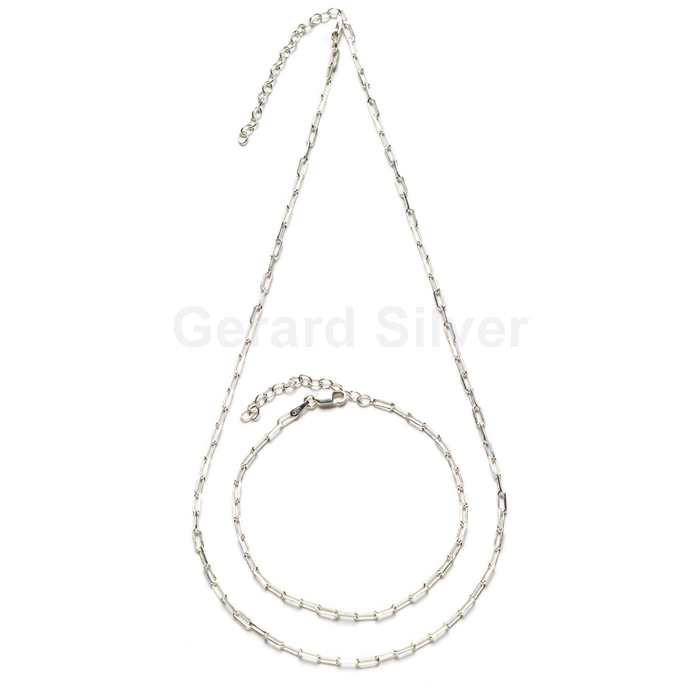 Pulsera o Collar en Plata Cadena de Eslabón Rectangular 