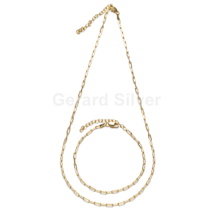 Pulsera o Collar en Plata Cadena de Eslabón Rectangular