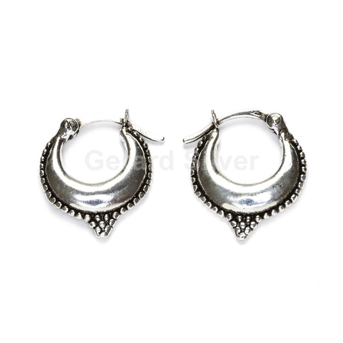 Pendiente de Plata con Cierre de Click Estilo Hippie 