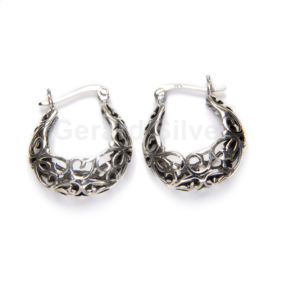 Pendiente en Plata con Cierre de Clic Estilo Hippie 