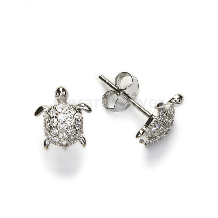 Pendiente de Plata y Circonita Tortuga 