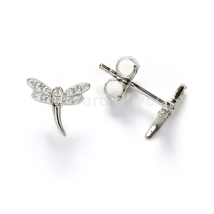 Pendiente de Plata y Circonita Libélula 