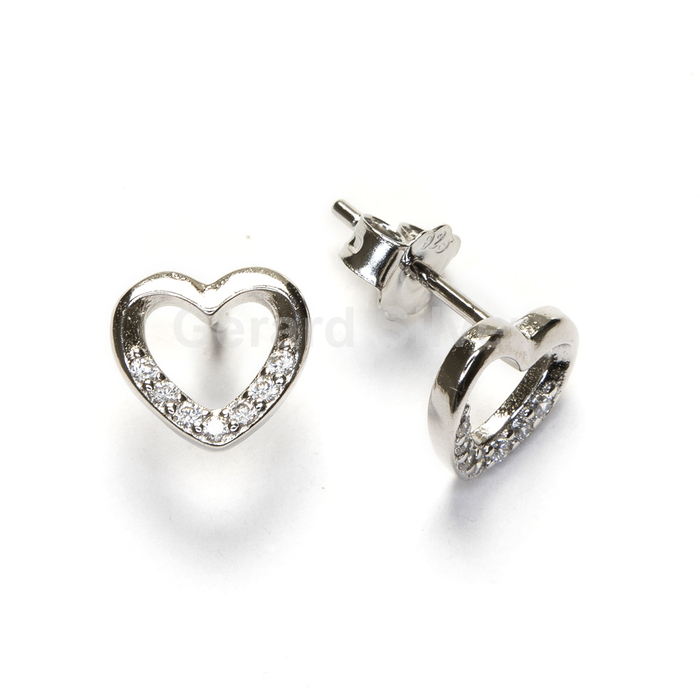 Pendiente de Plata y Circonita Corazón 