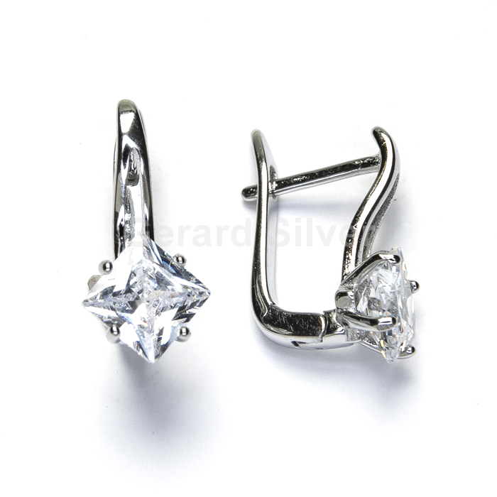 Pendiente de Plata y Circonita Con Cierre Catalán 