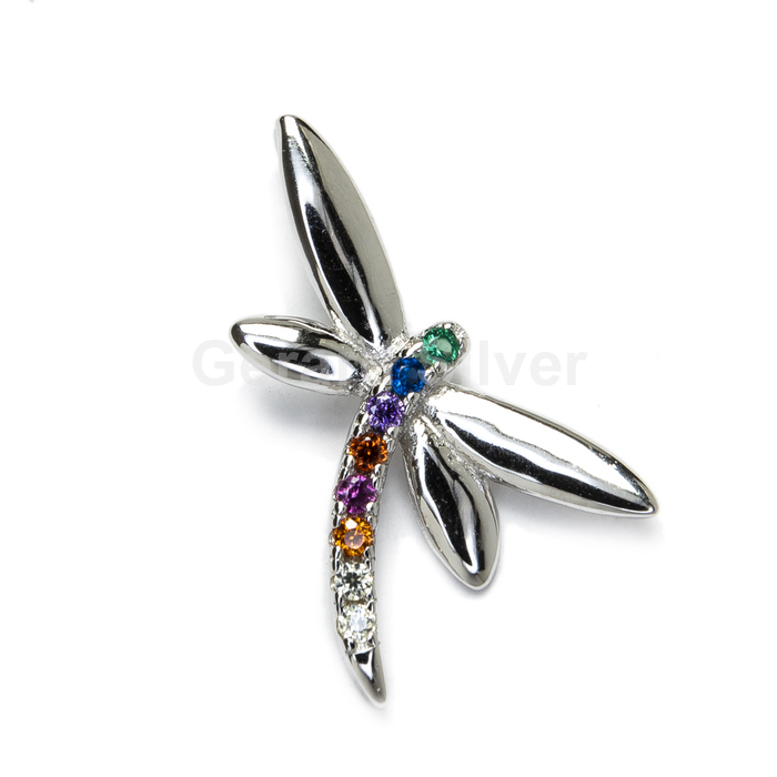Colgante de Plata y Circonita Multicolor Libélula 