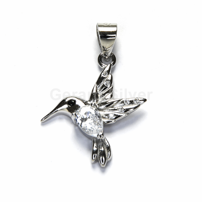Colgante Plata y Circonita Colibrí 