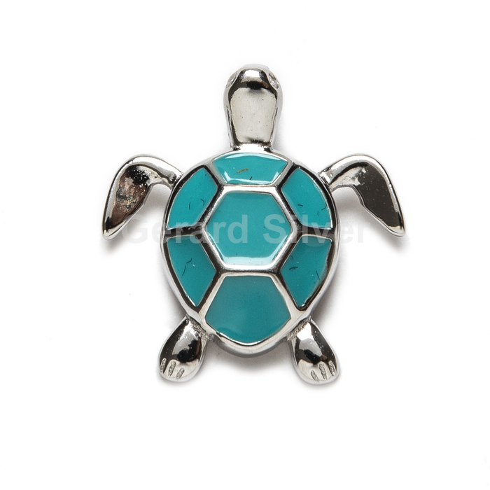 Colgante de Plata Con Esmalte Turquesa Tortuga 