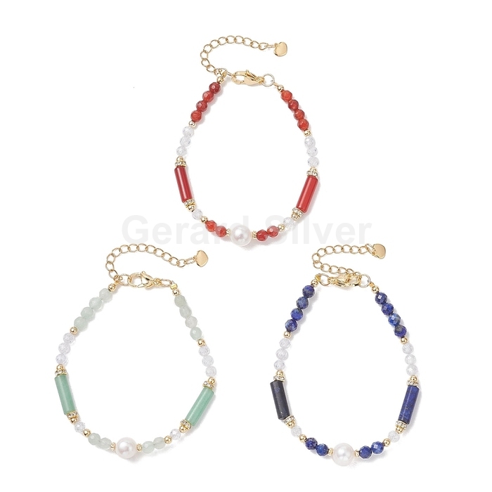 Pulsera de Acero 304 con Minerales Naturales y Baño de Oro 