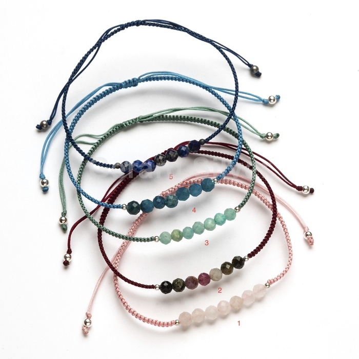 Pulseras de Plata y Macramé con Minerales Naturales 
