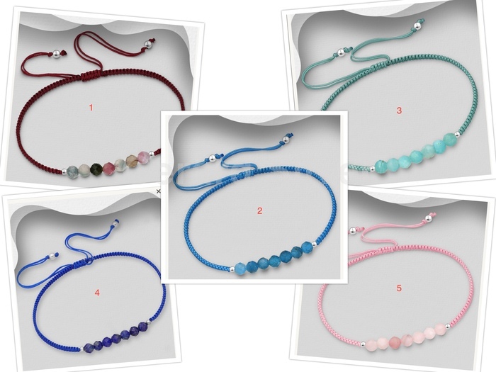 Pulseras de Plata y Macramé con Minerales Naturales 