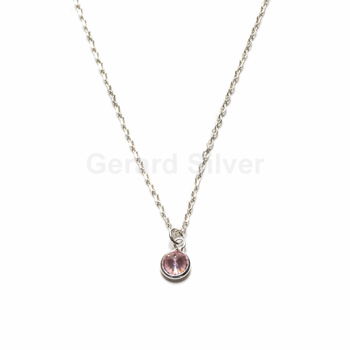 Collar de Plata y Circonita ( Rosa Claro) 