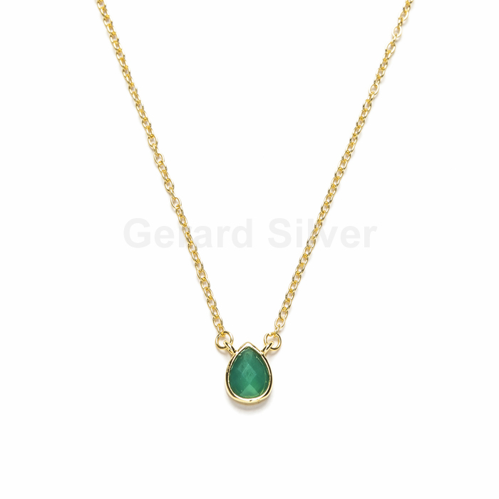 Collar de Plata y Circonita Gota ( Esmeralda) 