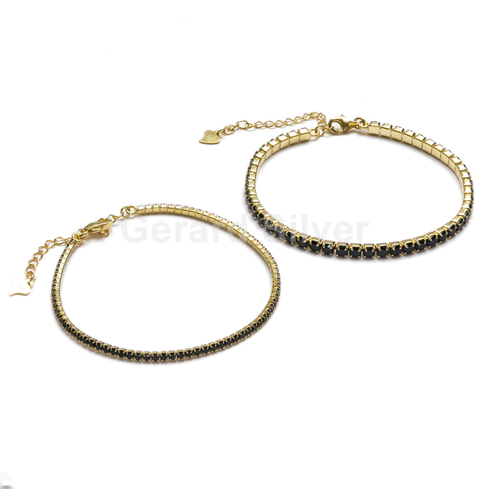 Pulsera Plata Circonita Negra Riviere 2 mm o 3 mm 